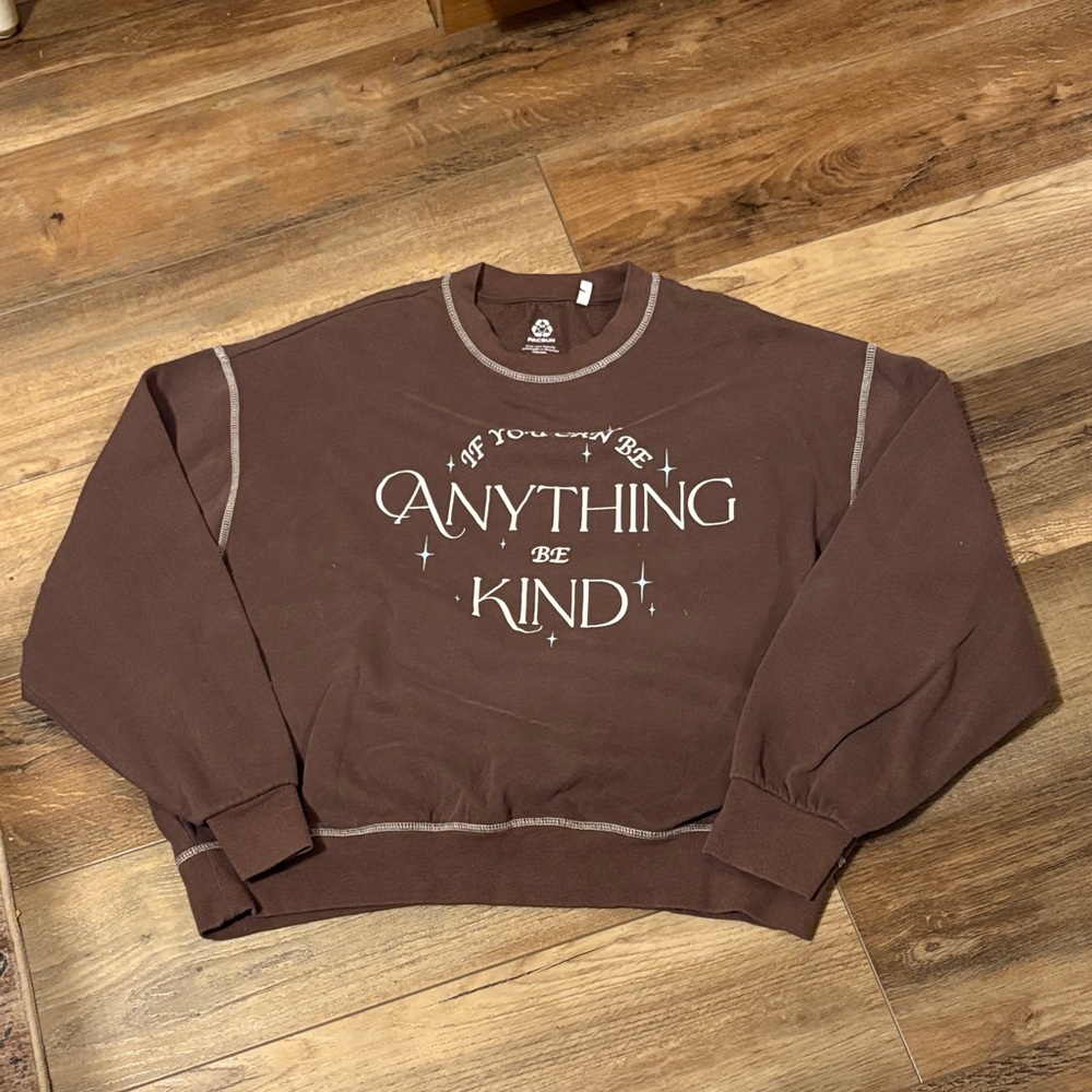 PacSun Brown Crewneck Sweater with Graphic